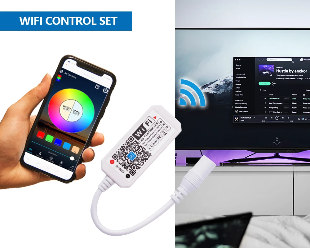 LUCKY светодиодный 5 в светодиодный USB 2835 SMD Гибкая RGB лента светодиодный wifi светодиодный светильник подсветка ТВ с дистанционным управлением 24 клавиши 3 кнопки