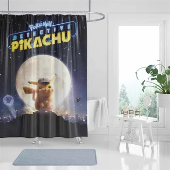 

3D Pokemon Pikachu Beach Shower Curtain Bathroom Waterproof Polyester Printing Curtains for Bathroom Shower