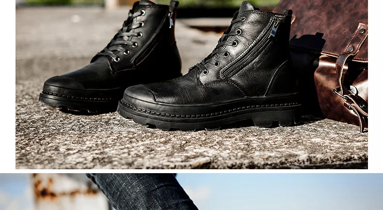 Зимние ботинки из натуральной кожи; мужские ботильоны из коровьей кожи; Мужская обувь; сезон осень; botas Hombre Cuero Bottes Homme Cuir