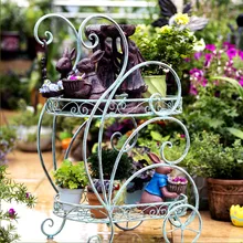 Американская кантри антикварная Цветочная подставка ретро Цветочная полка железная многослойная стойка подставка-держатель для товаров для помещений Открытый Патио Сад