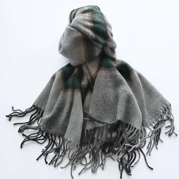 

cashmere scarves striped winter autumn new tassel lady long scarf double face keep warm female shawl 2020 Women thicker scarf