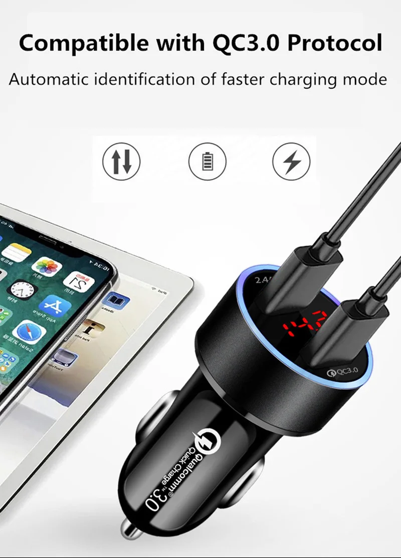 car charger c type Fast Charging Super Charger 5A Type-C Phone Cable For Samsung S20 S9 S8 Xiaomi Huawei P30 Pro Fast Charging QC 3.0 Car Charger samsung car charger