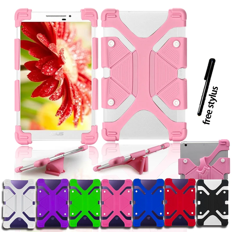 

Universal Silicone Stand Case Cover for Asus ZenPad 9.7" 10" Tablet Full Four Corner Shockproof Protection Case+ Free Stylus