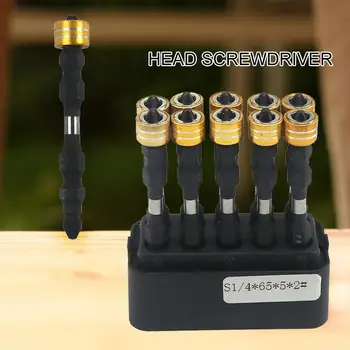 

10PCS/set Screwdriver Bit Set Double-end Screwdriver Head Anti-slip 1/4 Inch Hexagonal Shank with Magnetic Coil