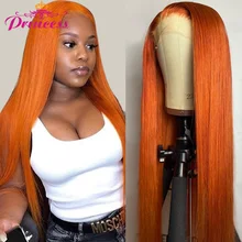 Princess Orange Ginger Color 13x4 Lace Front Wigs Brazilian Straight Lace Front Wig 180% Density Lace Frontal Human Hair Wigs