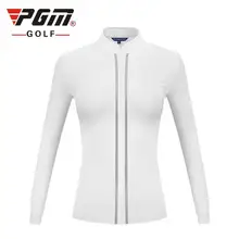 Новая PGM Golf Женская Спортивная одежда футболка для гольфа с длинными рукавами теплая осенне-зимняя тонкая рубашка для гольфа с воротником-стойкой s-xl