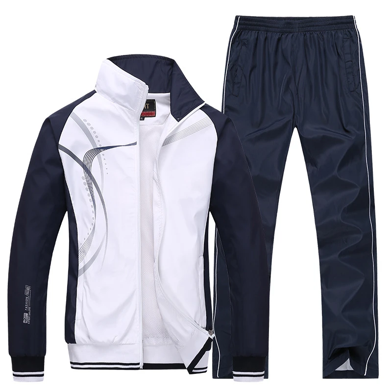 New Men Sportswear Tracksuit 2 Piece Sets Sports Suit Jacket+Pant Sweatsuit Male Fashion Print Clothing Size L-5XL Spring Autumn mens sweatsuits sets