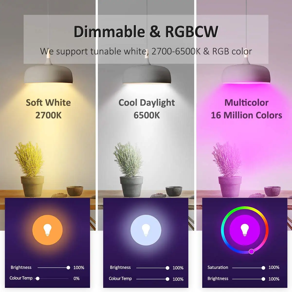 E27/E26/B22 Wi-Fi Smart Led лампочки RGBCW Энергосберегающие затемнения 9 Вт многоцветная Лампа Совместимость Alexa Google Home 85 V-265 V