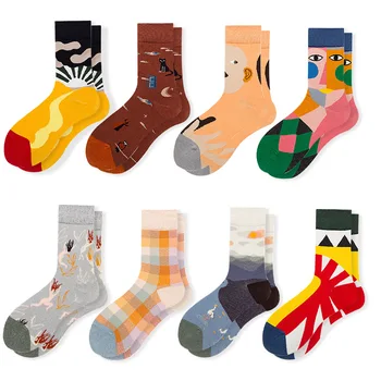 

Cartoon Woman Sock Harajuku Socks for Women Casual Crew Sox Couples Cotton Fashion Trend Autumn Winter Art Abstract Print Sokken