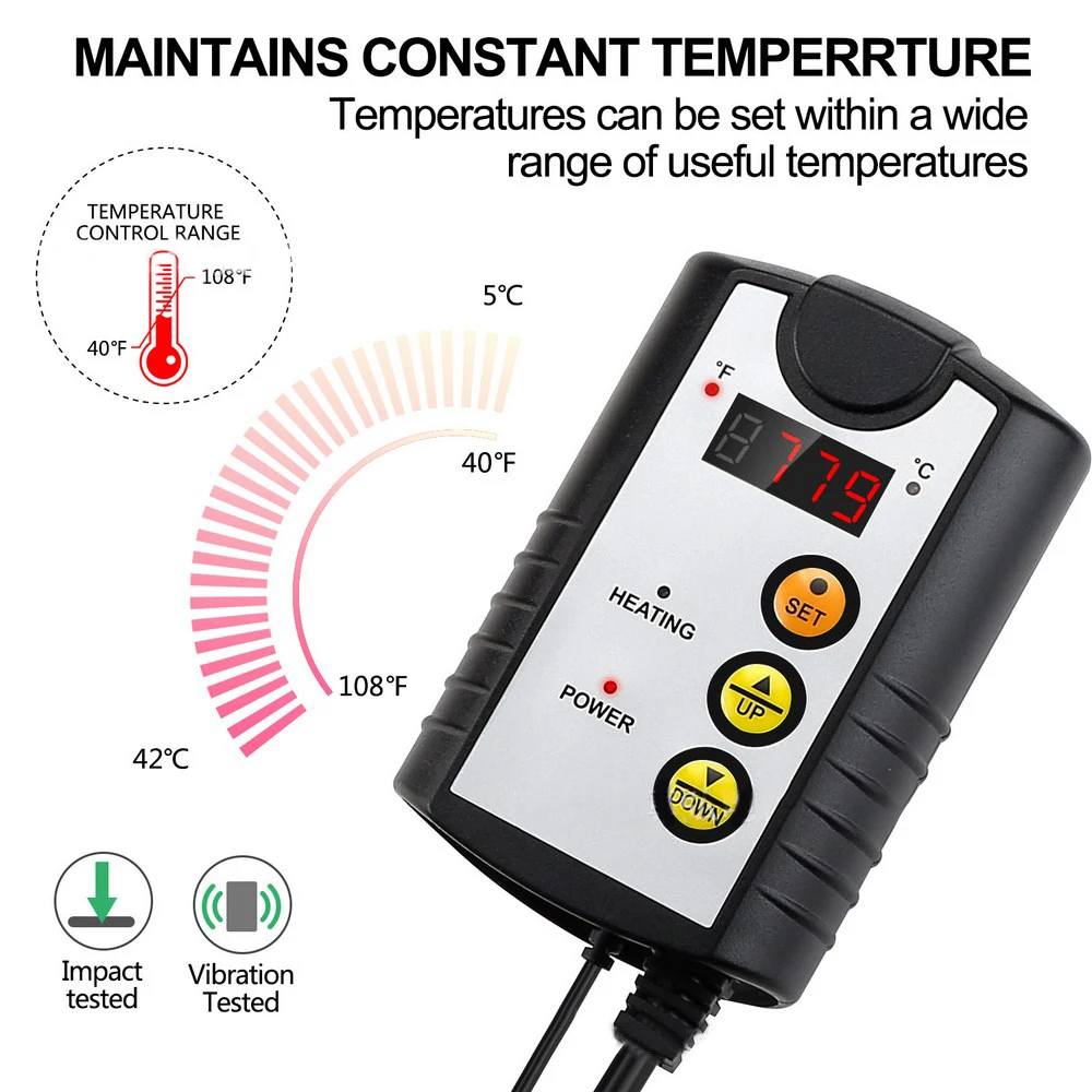 Details about   Digital Heat Mat Thermostat Temperature Controller 40–108 ºF for Seedlings New 