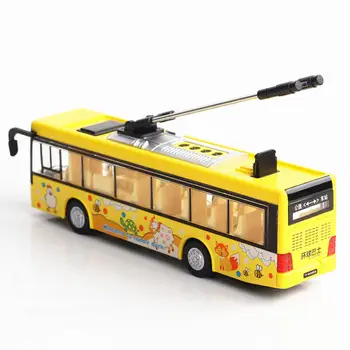 

Kuulee 1:36 Scale Car Modeling Metal Alloy Trolleybus Voice Announcement Light Sound Toy for Kids Collect(Box Packing)