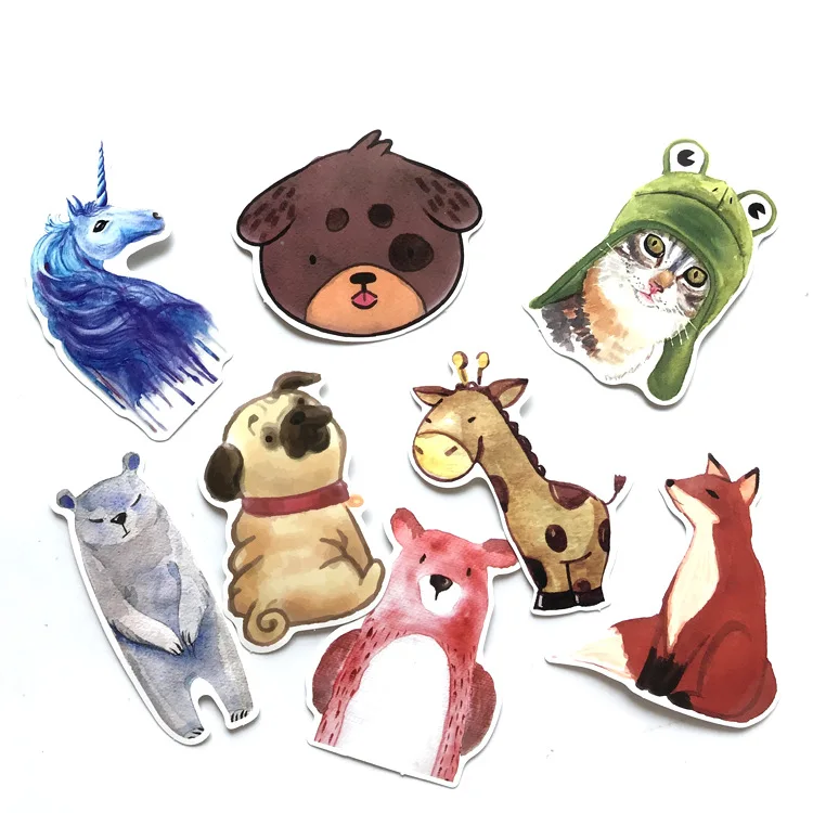 50 шт красочные животные стикерные игрушки для детей акварельные милые наклейки с персонажами из мультфильмов наклейка «сделай сам» ноутбук чемодан для скейтборда