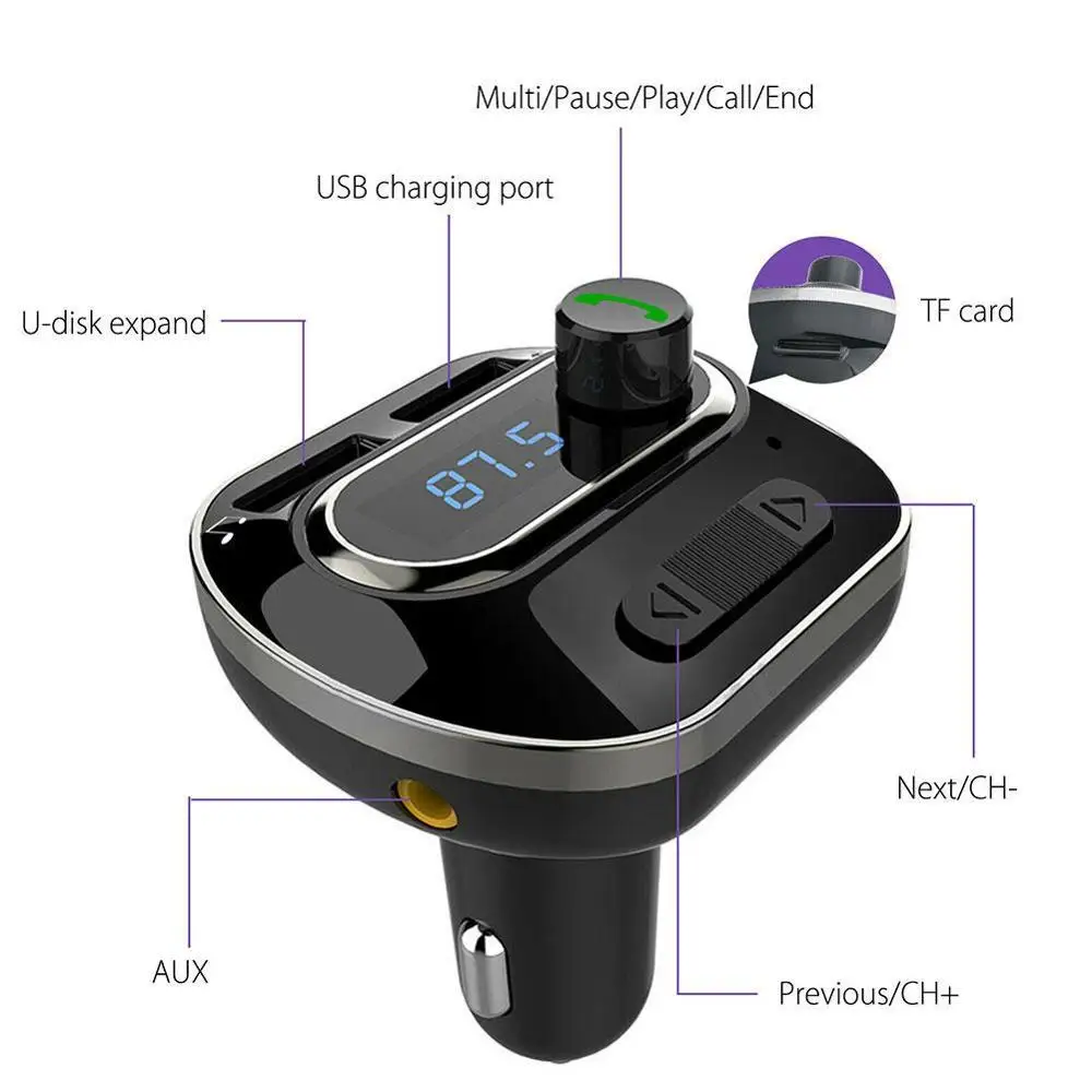 Bluetooth 3,0 MP3 плеер Handsfree автомобильный комплект fm-передатчик Поддержка TF карта U диск QC2.0 3.1A Быстрая Двойная USB Зарядка адаптер питания