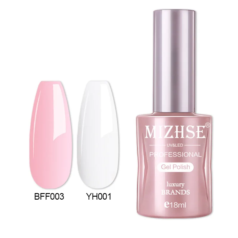 MIZHSE White And Pink Nail Gel Polish French Manicure Set With French Nail Tip Guide Soak Off 18ml Gel For Professional Nail Art 2