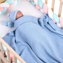 Вязаное детское одеяло для новорожденных, Пеленальное Одеяло, мягкое детское одеяло для малышей, диван, постельные принадлежности, спальное одеяло, детская прогулочная коляска, аксессуар J6
