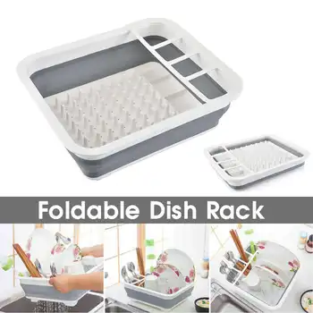 

Foldable Dish Rack Kitchen Storage Holder Drainer Bowl Tableware Plate Portable Drying Rack Home Shelf Dinnerware Organizer