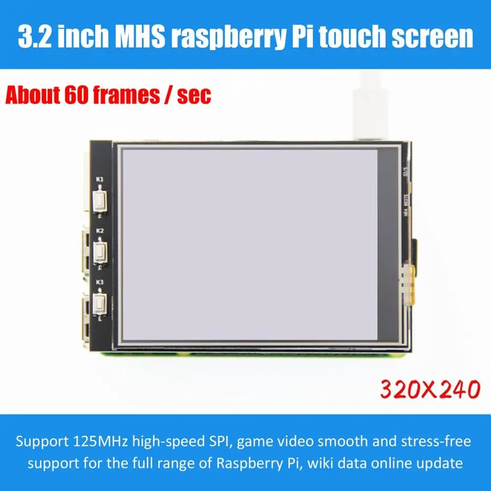 3,2 дюймов MHS TFT GPIO ЖК-дисплей с поддержкой сенсорной панели 125 МГц SPI вход для Raspberry Pi