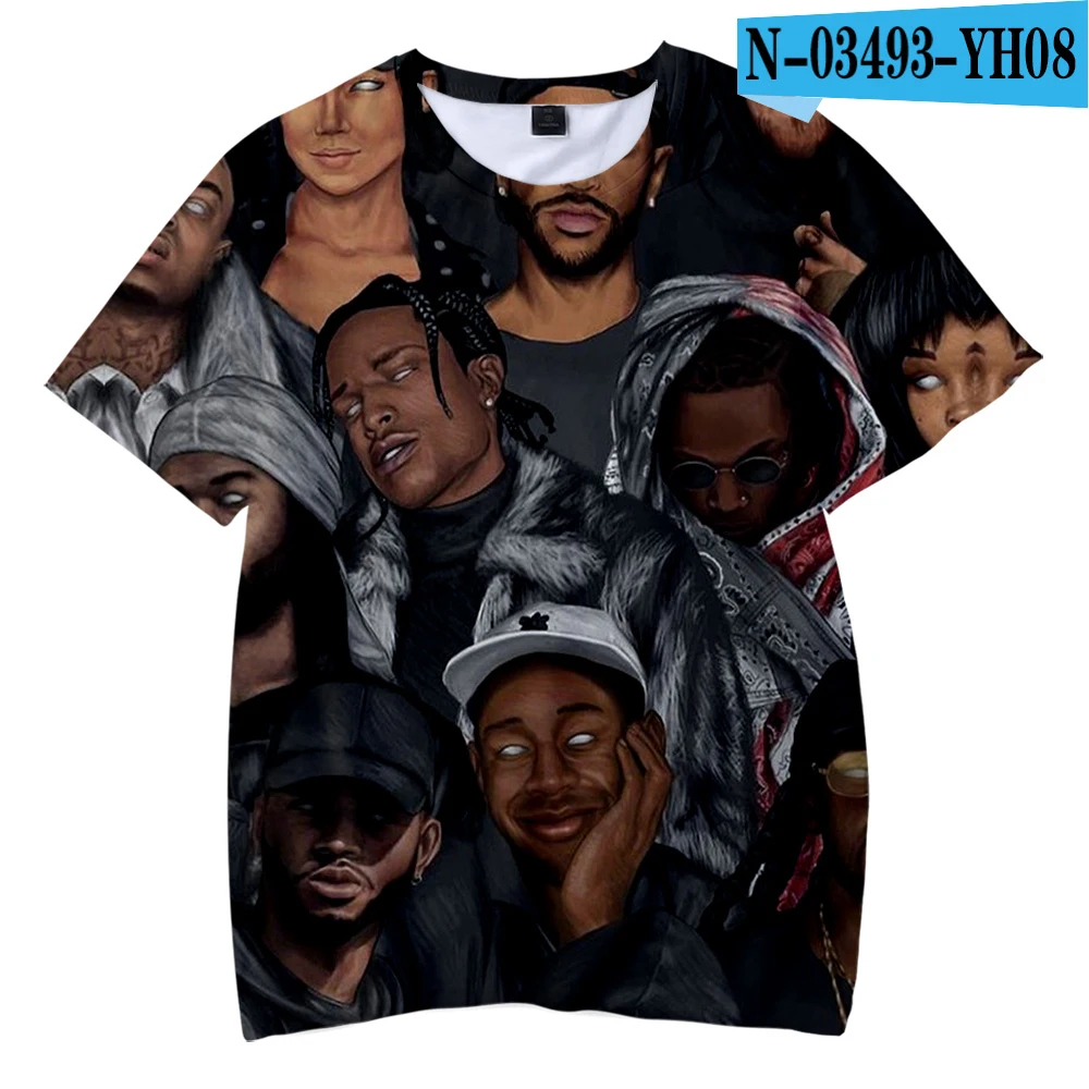 ASAP ROCKY/повседневные футболки Harajuku Одежда для мальчиков и девочек футболка с короткими рукавами детская одежда в стиле хип-хоп - Цвет: Небесно-голубой