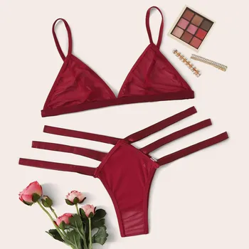 

2 Piece Sexy Bra Underwear Set Women Lingerie Set Push Up Ultra-Thin Adjusted Wired Plus Size Lace Thong Bra Panty Suit#g2