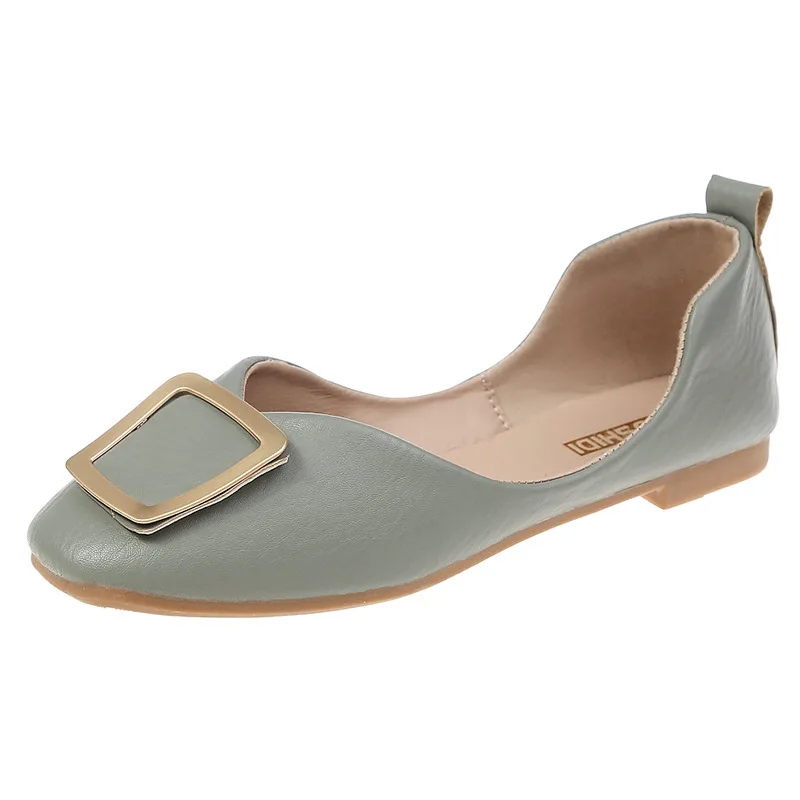 Leather Women Casual Shoes Fashion Breathable Slip-on Peas Flat Shoes