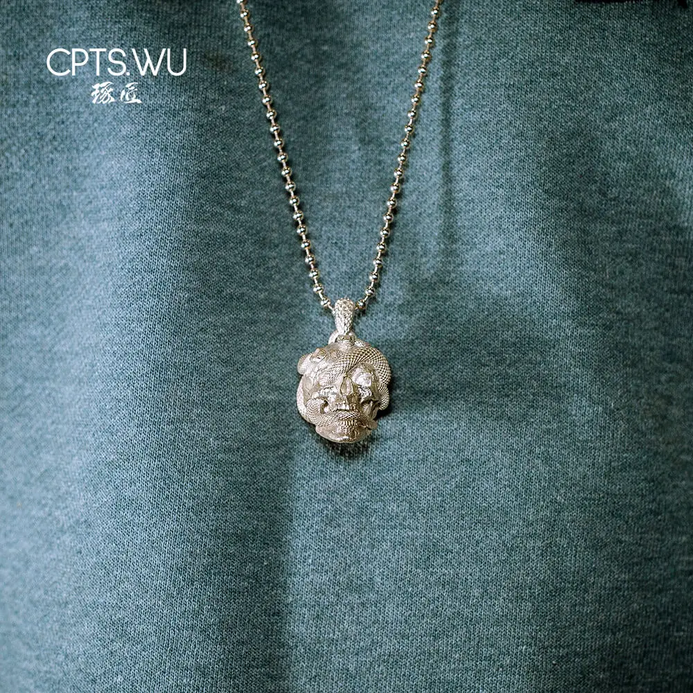 COPPERTIST.WU оригинальное ожерелье в виде змеи с черепом Goth S925 из стерлингового