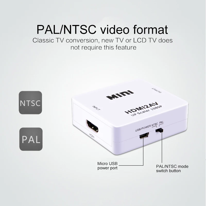 HDMI К AV адаптер Делителя Частоты HD видео конвертер коробка HDMI к RCA AV/CVSB L/R видео 1080P HDMI2AV Поддержка NTSC PAL для ноутбука HDMI К AV адаптер Делителя Частоты HD видео конвертер коробка HDMI к RCA AV/CVSB L/R видео 1080P HDMI2AV Поддержка NTSC PAL для ноутбука
