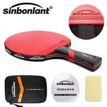 Теннисная настольная ракетка, длинная ручка, короткая ручка, углеродное лезвие, резина с двойным лицом, Прыщи В пинг ракетки для понга, чехол