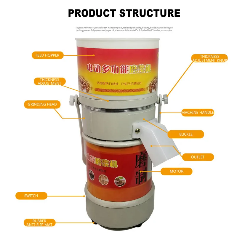 Commercial Soybean Juicer Blender Soy Milk Maker Grinding Machine Kitchen Household Grain Grinder Automatic Electric Stone Mill