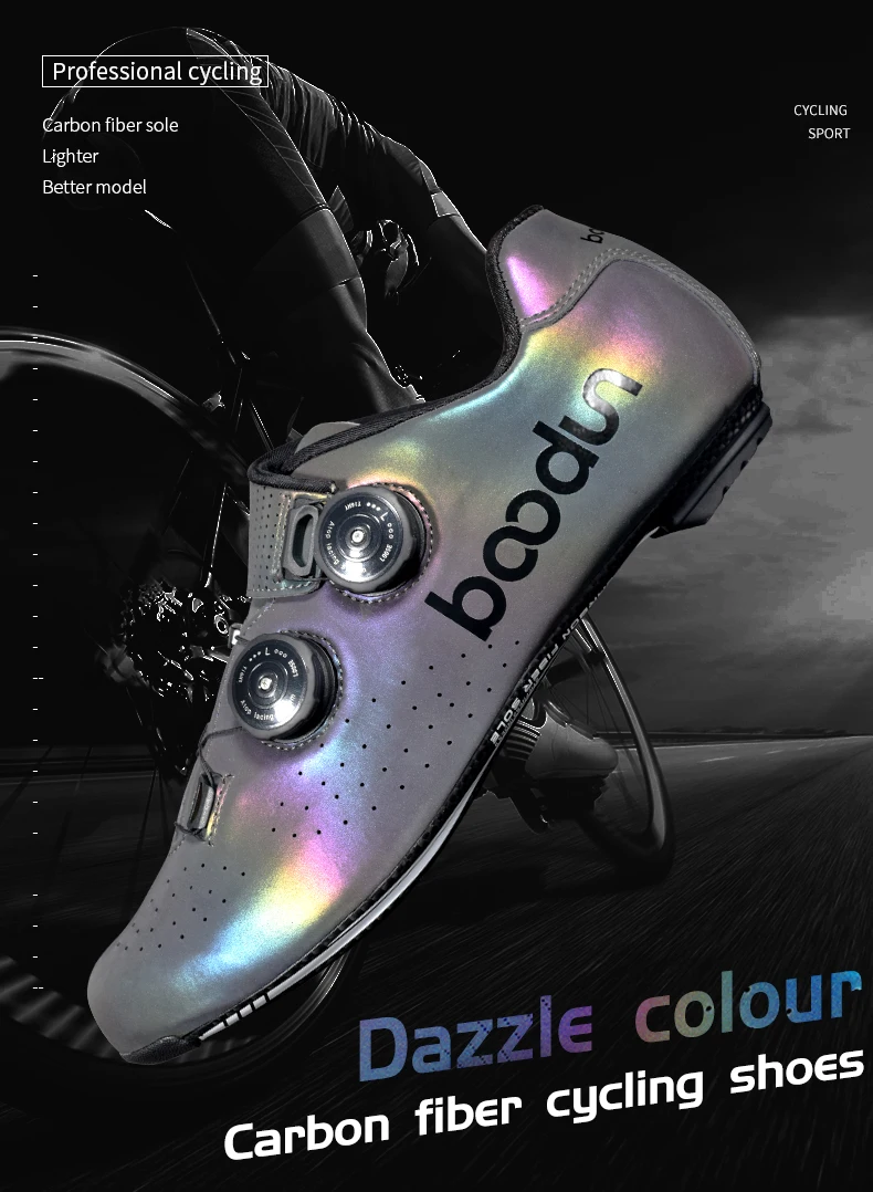 BOODUN 2020 new colorful luminous carbon fiber cycling shoes outdoor men women professional cycling enthusiast road bike shoes