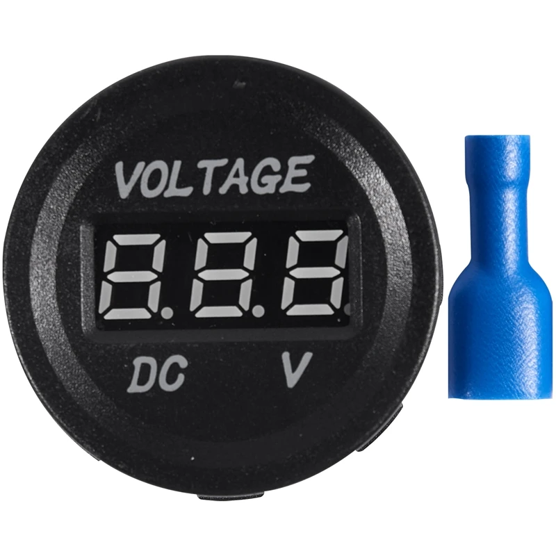 DC 12 V-24 V Светодиодный индикатор для мотоцикла с цифровым дисплеем вольтметр измеритель напряжения Круглая Панель(красный светодиодный дисплей