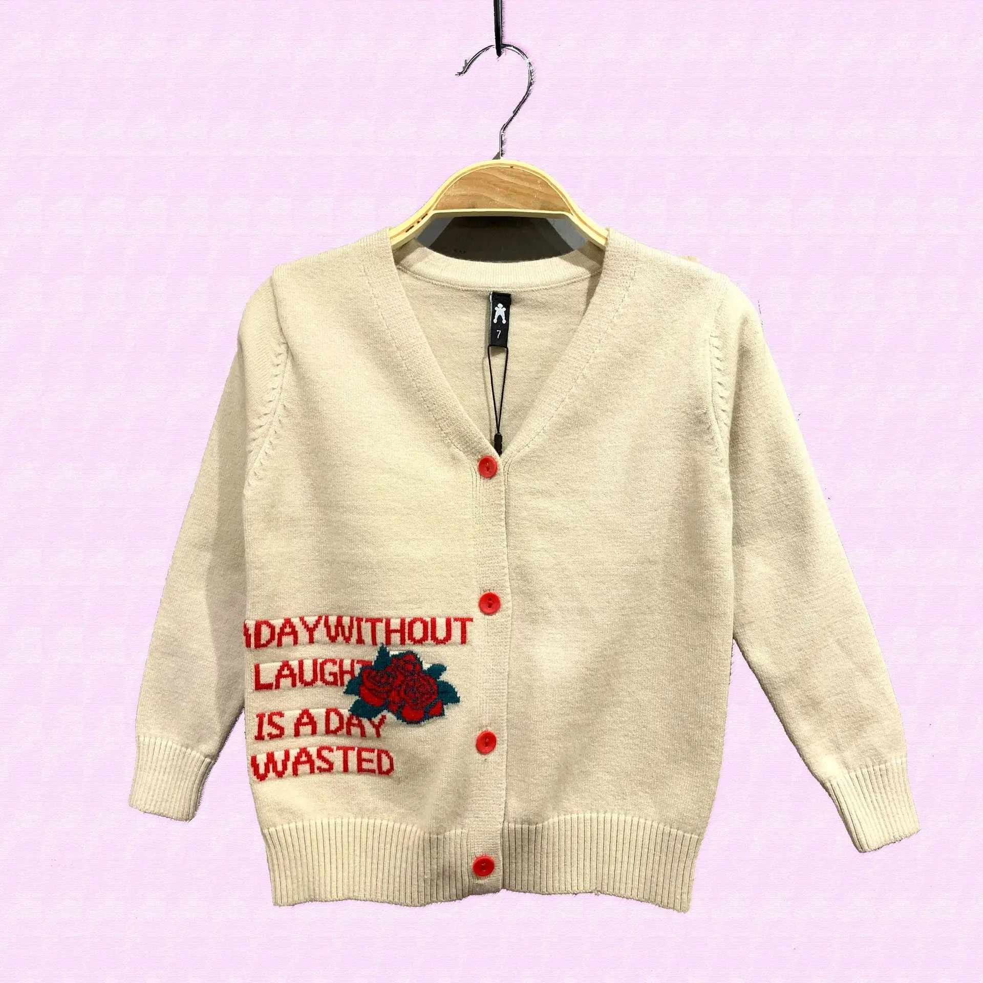 

2019 New Style hou bei xiao zi Brand Childrenswear Autumn Children Korean-style Printed English Children Knitted Cardigan Sweate