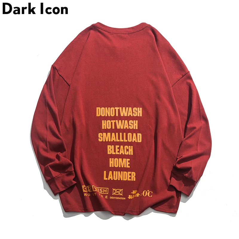 Футболка с надписью Dark Icon High Street, Мужская футболка с длинным рукавом, осень, уличная хипстерская Мужская футболка, свободная футболка