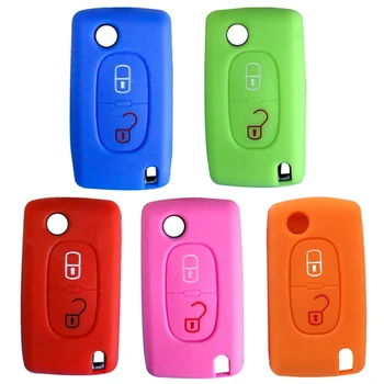 

2 Buttons Folding Flip Remote Car Key Case Cover Silicone For PEUGEOT 107 207 307 308 407 408 607