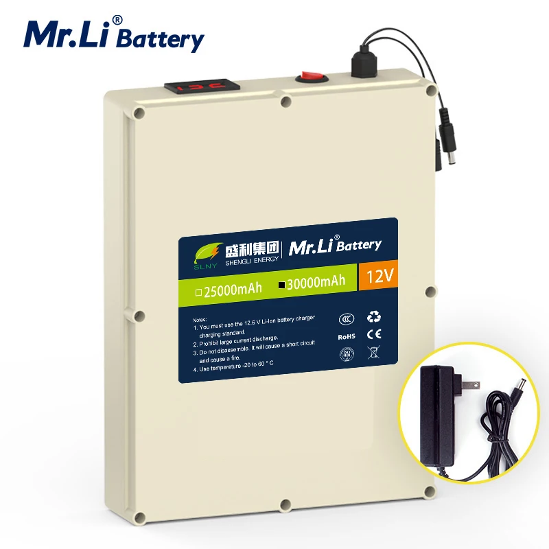 

Mr.Li 12V 30Ah Large Capacity Rechargeable Lithium Battery Pack With BMS Protection And 5A Charger For Outdoor Power Supply