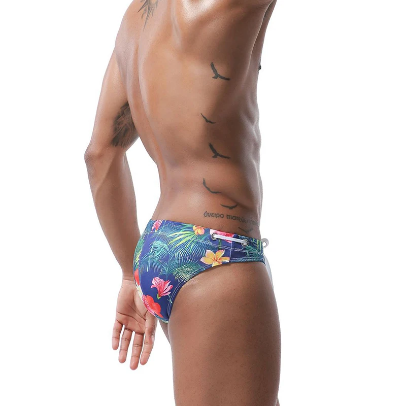 Горячая распродажа мужской цветочный купальный костюм палавательные трусики на низкой талии трусы для геев Pennis Pouch купальные шорты сексуальный мужской бикини купальник мужской размер S XL