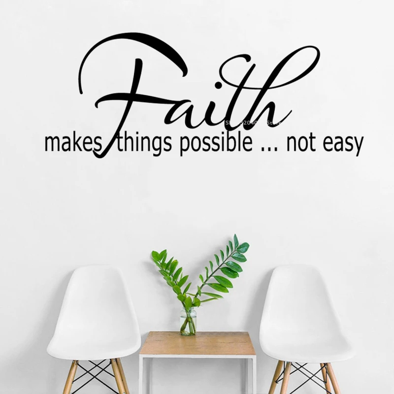 Faith Make Things Possible Not Easy Bible Quote Wall Sticker Home Decor