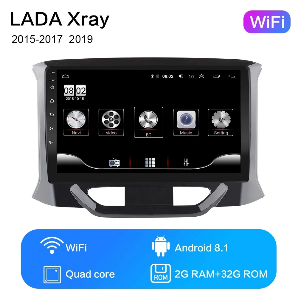 Серый 2G+ 32G " 2din Android 8,1 GO автомобильный DVD плеер для LADA X-Ray автомобиль радио gps навигации WI-FI DPS плеер - Цвет: Серый