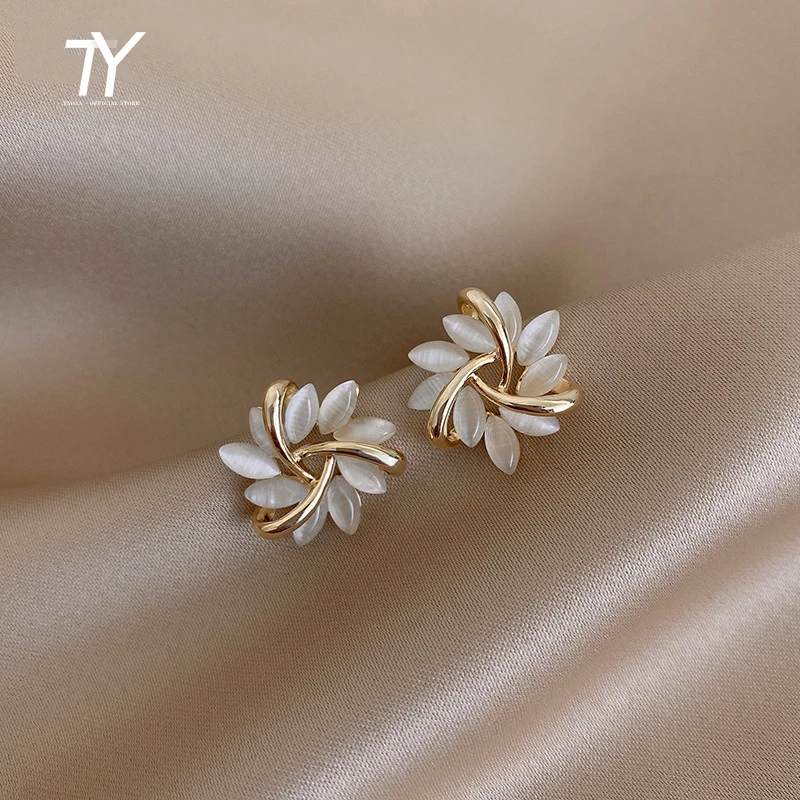 Stud-Earrings Jewelry Circle Opal Elegant Party-Girls Exquisite Woman Luxury Classic