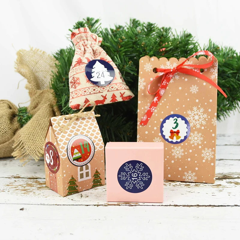 Merry Christmas Advent Calendar Number Paper Stickers 24Pcs 4.5cm DIY Scrapbooking Round Christmas Gift Sticker Label Xmas Decor,christmas advent calendar,christmas paper stickers