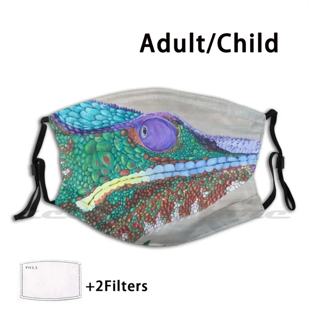 

Тканевая маска Iguana, многоразовая моющаяся маска с фильтром для рисования, Игуана, рептилии, ящерицы, Хамелеона, тропический красочный Радужный тропический лес