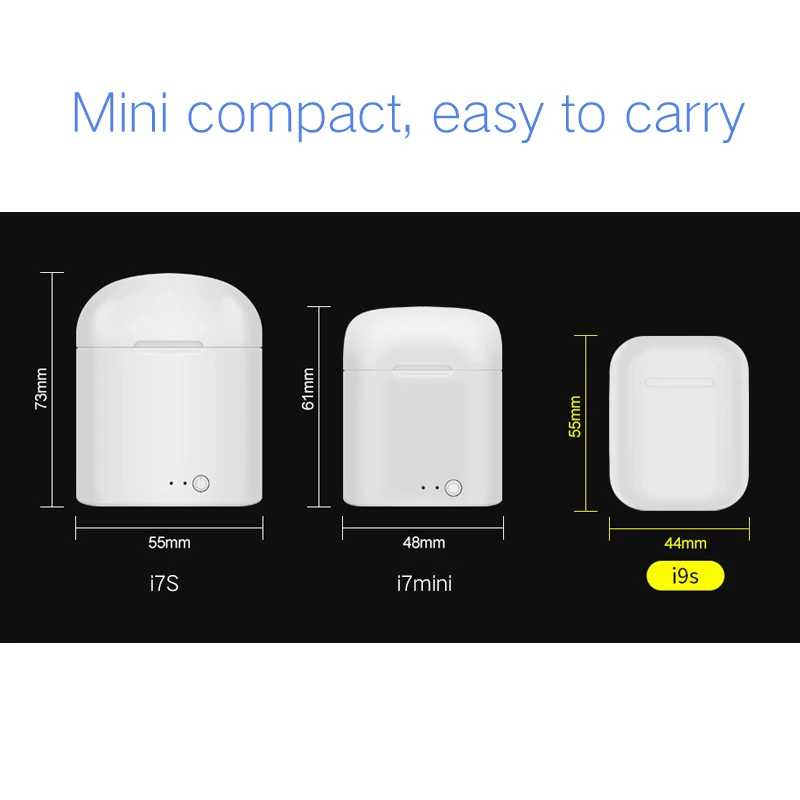Беспроводная bluetooth-гарнитура,, i9s i7s TWS, мини стерео Спортивная bluetooth-гарнитура 5,0, невидимые наушники для всех смартфонов