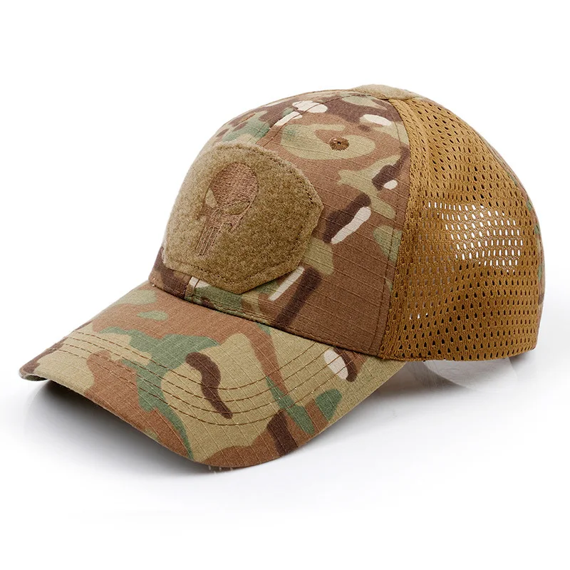 

New Tide Punisher Skull Multicam Operator Mesh baseball Cap Men cool Fitted Tactical Cap Good quality Breathable outdoor sport