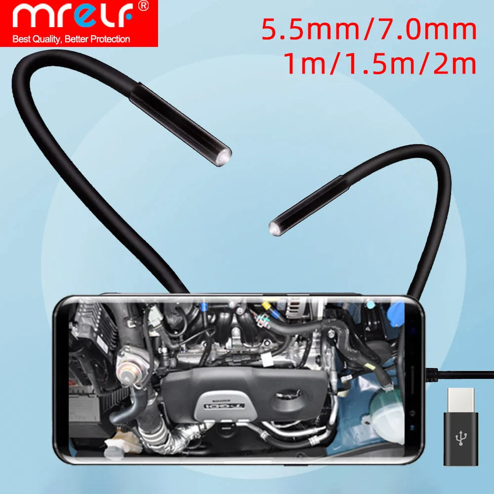 Эндоскоп камера для телефона Android гибкий 7 мм 5 IP67 Micro USB C кабель объектива