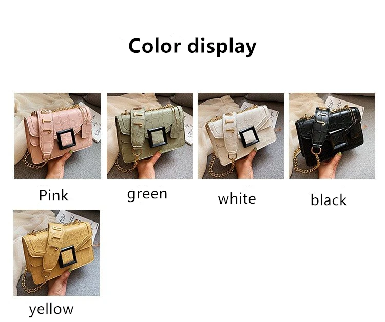 2019New Wave Korean Version of The Wild Chain Small Square Bag Summer Stone Pattern Twill Shoulder Messenger Bag FemaleSmall Bag
