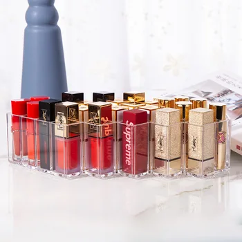 

New Portable Transparent 28 Grids Makeup Organizer Storage Box Lipstick Holder Organizer Lip Gloss Display Stand Organizador
