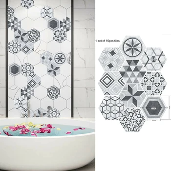 

10 PCS DIY GREY NON-SLIP BATHROOM KITCHEN FLOOR WALL TILE STICKERS High Quality Environmental Removable PVC