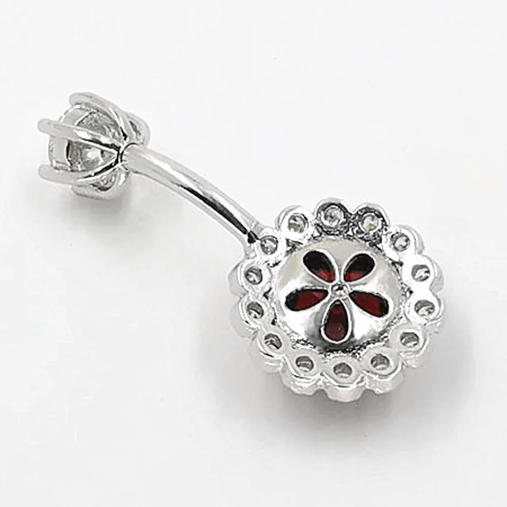 925 silver red crystal belly piercing ombligo body jewelry navel piercing for women allergy free
