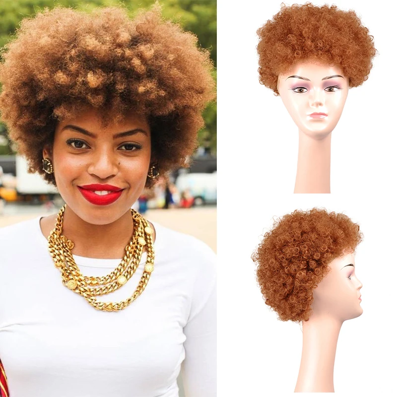 

Short Afro Kinky Curly Wig Orange Curly Wig With Bangs Short Synthetic Wigs For Black Women Ginger Wig Cosplay Msglamor