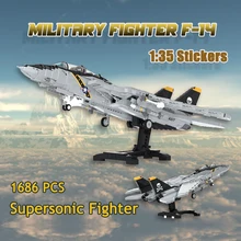 MOC Building Block Kid's Military Fighter F-14Tomcat Supersonic Combat Aircraft Assembly Model DIY Brick Children's Toys Gift