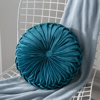 

Velvet Pleated Pumpkin Throw Pillow Round Couch Cushion Floor Pillow Decorative For Home Sofa Chair Car Bedding Supplies